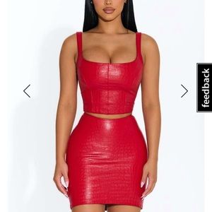 COPY - Naked wardrobe red scoop crocodile mini skirt Size S